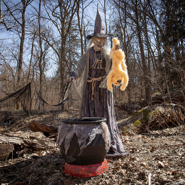 Animated Cat-Tastrophe Witch Prop Decoration