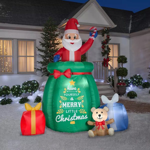 Pop Up Santa in Gift Sack 10' Airblown Christmas Lawn Decoration