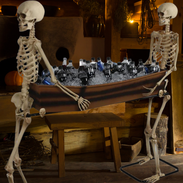 Skeletons Carrying Coffin Prop Lifesize Candy or Halloween Beverage Display Holder