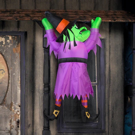 Inflatable Witch Hanging from Roof 5ft Airblown Outdoor Halloween Decor