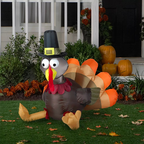 Outdoor Pilgrim Turkey 3ft Airblown Thanksgiving Yard Decoration