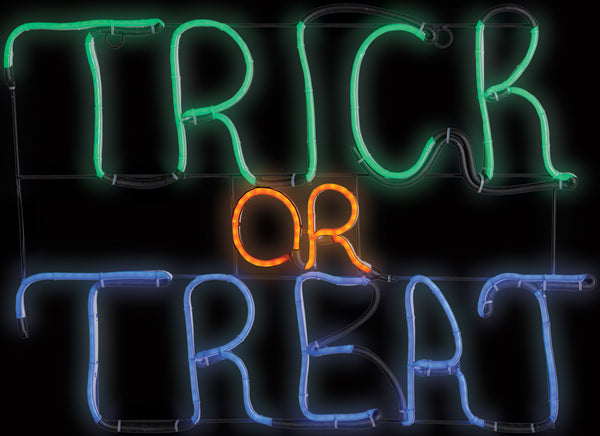 Light Glo Trick Or Treat Sign Light Up Decor