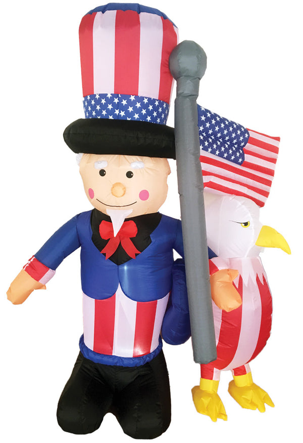 Inflatable Uncle Sam With Eagle Independence Day 6Ft LED Prop