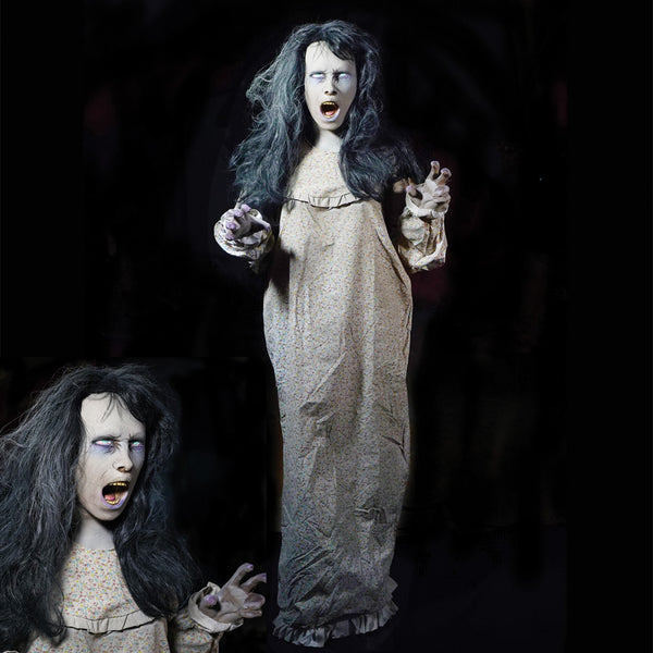 Nightfright Creepy Standing Zombie Girl Animatronic Prop Life Size