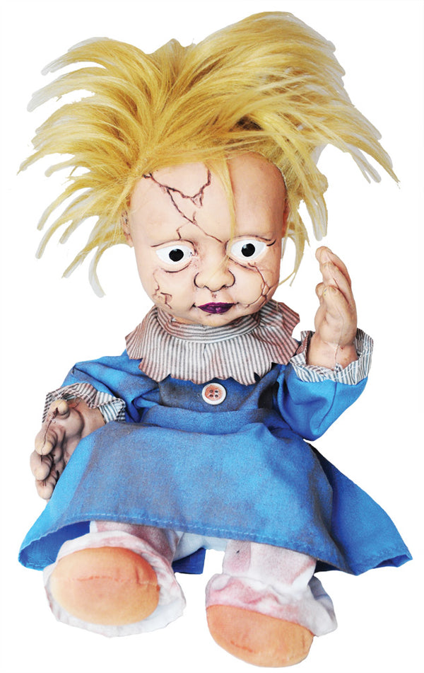 Creepy Girl Kicking Animated Cracked Doll 11"