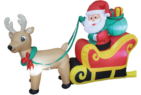 Santa Sleigh 6 Ft Long Inflatable Decoration