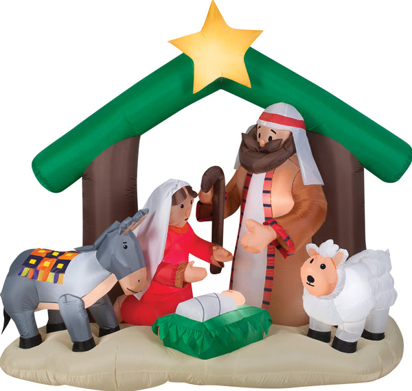 Family Holy Nativity 7ft Airblown Christmas Yard Decoration