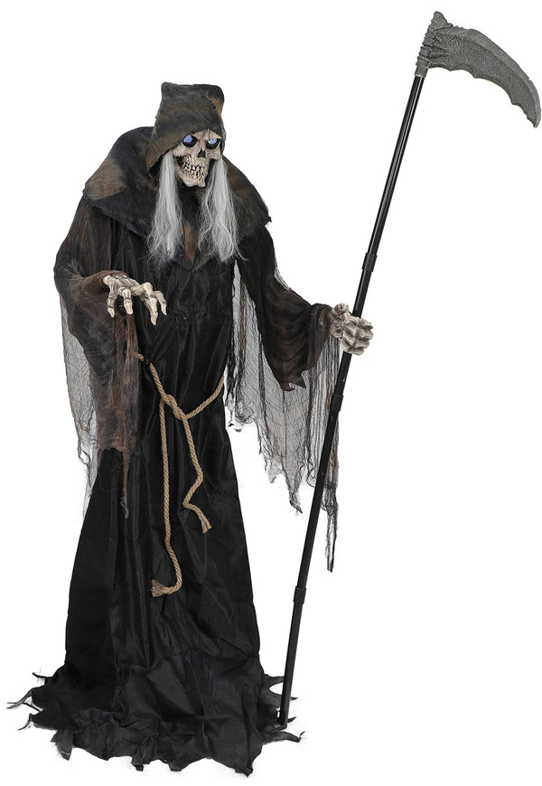 6 Feet Lunging Grim Reaper With Digital Eyes Animated Prop Decoration