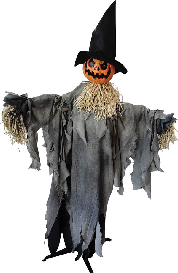 Scarecrow Pumpkin Animated With Hat Prop Life Size