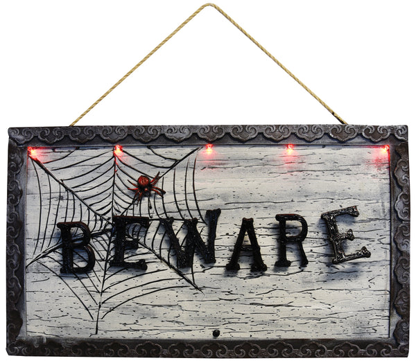 Beware Animated Hanging Sign, Lights and Sound