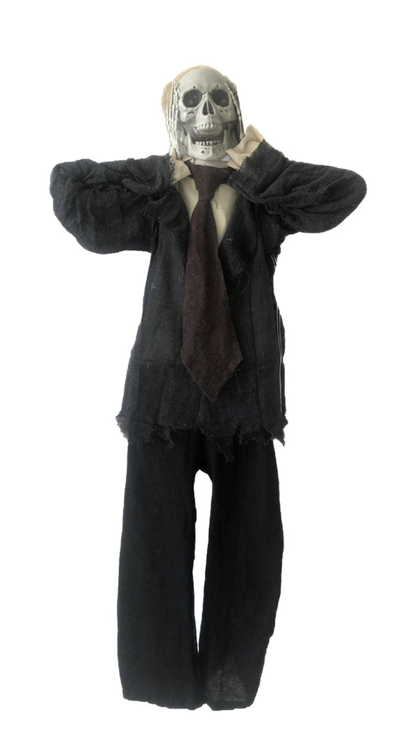 43 Inch Hanging Skull Man Animated Prop, Eyes Light up Red and He Lifts His Head from His Shoulders