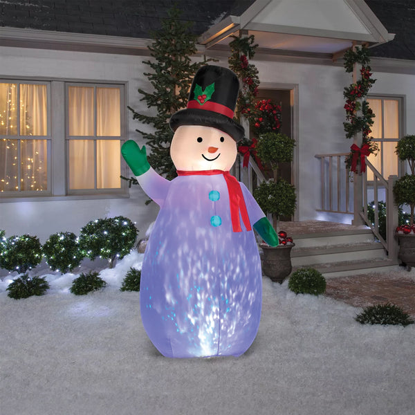 7.5 FT Airblown Projection Kaleidoscope Snowman Inflatable Yard Decoration