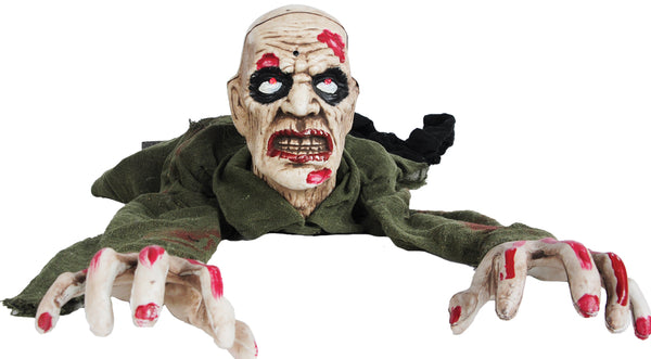 Crawling Zombie Animated Prop Decoration, Red LED eyes