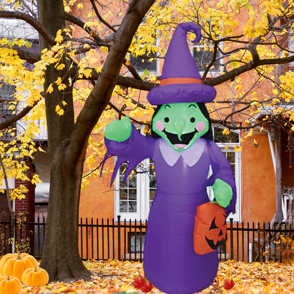 48" Blow Up LED Inflatable Witch Outdoor Halloween Airblown Yard Decoration 4 Ft